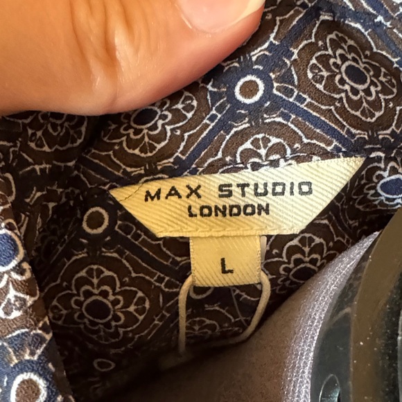 Max Studio Navy Patterned Long Sleeve Dress - NWT - Picture 2 of 10